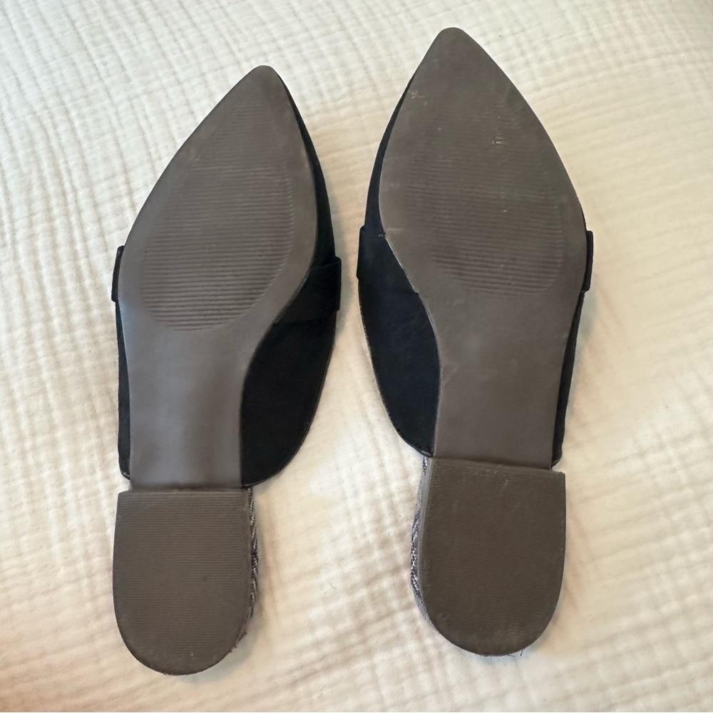 Ann Taylor Herringbone Plaid Mule Loafer Slip On Black Tassel Slides Old Money 7 - Picture 4 of 4